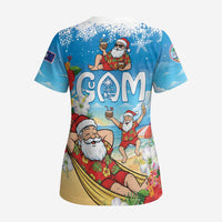 Guam Christmas Scrub Top Felis Pasgua Chilling Santa - Polynesian Pride