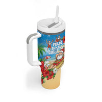 Guam Christmas Tumbler With Handle Felis Pasgua Chilling Santa - Polynesian Pride