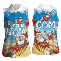 Guam Christmas Women Sleeveless Polo Shirt Felis Pasgua Chilling Santa - Polynesian Pride