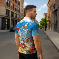 Guam Christmas Zipper Polo Shirt Felis Pasgua Chilling Santa - Polynesian Pride