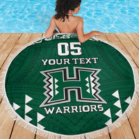 Custom Hawaii Football Beach Blanket Rainbow Warriors Tropical Vibes - Polynesian Pride
