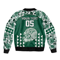Custom Hawaii Football Bomber Jacket Rainbow Warriors Tropical Vibes - Polynesian Pride