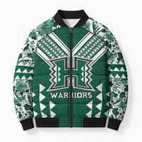 Custom Hawaii Football Bomber Puffer Jacket Rainbow Warriors Tropical Vibes - Polynesian Pride