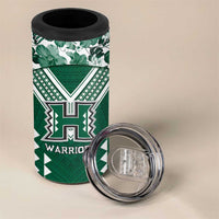 Custom Hawaii Football 4 in 1 Can Cooler Tumbler Rainbow Warriors Tropical Vibes - Polynesian Pride