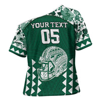 Custom Hawaii Football Cross Shoulder Shirt Rainbow Warriors Tropical Vibes - Polynesian Pride