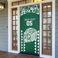Custom Hawaii Football Door Cover Rainbow Warriors Tropical Vibes - Polynesian Pride