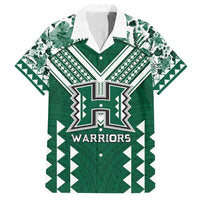 Custom Hawaii Football Family Matching Long Sleeve Bodycon Dress and Hawaiian Shirt Rainbow Warriors Tropical Vibes LT05 Dad's Shirt - Short Sleeve Green - Polynesian Pride