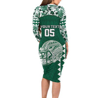 Custom Hawaii Football Family Matching Long Sleeve Bodycon Dress and Hawaiian Shirt Rainbow Warriors Tropical Vibes - Polynesian Pride