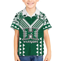 Custom Hawaii Football Family Matching Mermaid Dress and Hawaiian Shirt Rainbow Warriors Tropical Vibes LT05 Son's Shirt Green - Polynesian Pride