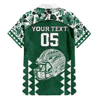 Custom Hawaii Football Family Matching Off The Shoulder Long Sleeve Dress and Hawaiian Shirt Rainbow Warriors Tropical Vibes - Polynesian Pride