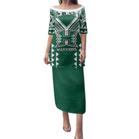 Custom Hawaii Football Family Matching Puletasi and Hawaiian Shirt Rainbow Warriors Tropical Vibes LT05 Mom's Dress Green - Polynesian Pride