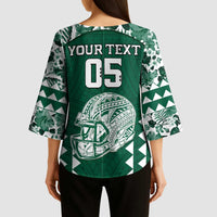 Custom Hawaii Football Kimono Sleeve Blouse Rainbow Warriors Tropical Vibes - Polynesian Pride