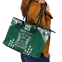 Custom Hawaii Football Leather Tote Bag Rainbow Warriors Tropical Vibes - Polynesian Pride