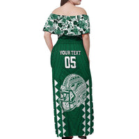 Custom Hawaii Football Off Shoulder Maxi Dress Rainbow Warriors Tropical Vibes - Polynesian Pride