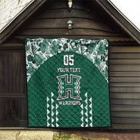 Custom Hawaii Football Quilt Rainbow Warriors Tropical Vibes - Polynesian Pride