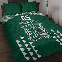 Custom Hawaii Football Quilt Bed Set Rainbow Warriors Tropical Vibes - Polynesian Pride