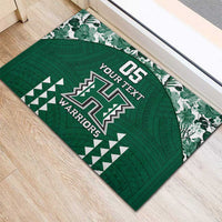 Custom Hawaii Football Rubber Doormat Rainbow Warriors Tropical Vibes - Polynesian Pride