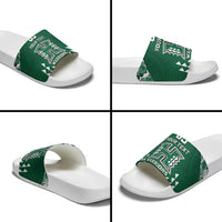 Custom Hawaii Football Slide Sandals Rainbow Warriors Tropical Vibes - Polynesian Pride
