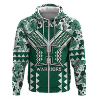 Custom Hawaii Football Zip Hoodie Rainbow Warriors Tropical Vibes - Polynesian Pride