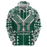Custom Hawaii Football Zip Hoodie Rainbow Warriors Tropical Vibes - Polynesian Pride