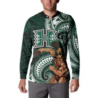 Hawaii Ikaika Warrior Football Button Sweatshirt Polynesian Tribal Tattoo - Polynesian Pride