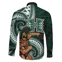 Hawaii Ikaika Warrior Football Family Matching Off The Shoulder Long Sleeve Dress and Hawaiian Shirt Polynesian Tribal Tattoo LT05 - Polynesian Pride