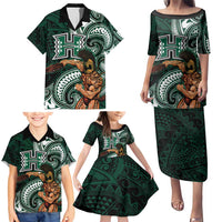Hawaii Ikaika Warrior Football Family Matching Puletasi and Hawaiian Shirt Polynesian Tribal Tattoo LT05 - Polynesian Pride