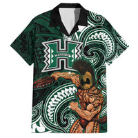 Hawaii Ikaika Warrior Football Family Matching Puletasi and Hawaiian Shirt Polynesian Tribal Tattoo LT05 Dad's Shirt - Short Sleeve Black - Polynesian Pride