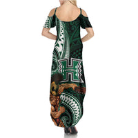 Hawaii Ikaika Warrior Football Family Matching Summer Maxi Dress and Hawaiian Shirt Polynesian Tribal Tattoo LT05 - Polynesian Pride