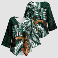 Hawaii Ikaika Warrior Football Kimono Sleeve Blouse Polynesian Tribal Tattoo - Polynesian Pride
