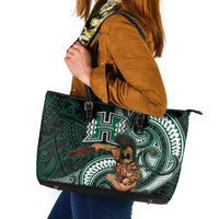 Hawaii Ikaika Warrior Football Leather Tote Bag Polynesian Tribal Tattoo - Polynesian Pride