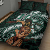 Hawaii Ikaika Warrior Football Quilt Bed Set Polynesian Tribal Tattoo - Polynesian Pride