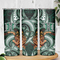 Hawaii Ikaika Warrior Football Skinny Tumbler Polynesian Tribal Tattoo - Polynesian Pride