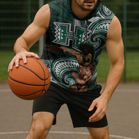 Hawaii Ikaika Warrior Football Sleeveless Hoodie Polynesian Tribal Tattoo - Polynesian Pride