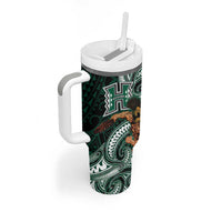 Hawaii Ikaika Warrior Football Tumbler With Handle Polynesian Tribal Tattoo - Polynesian Pride