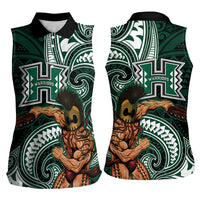 Hawaii Ikaika Warrior Football Women Sleeveless Polo Shirt Polynesian Tribal Tattoo - Polynesian Pride