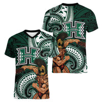 Hawaii Ikaika Warrior Football Women V-Neck T-Shirt Polynesian Tribal Tattoo LT05 - Polynesian Pride