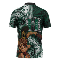 Hawaii Ikaika Warrior Football Zipper Polo Shirt Polynesian Tribal Tattoo - Polynesian Pride