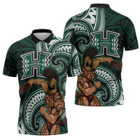 Hawaii Ikaika Warrior Football Zipper Polo Shirt Polynesian Tribal Tattoo - Polynesian Pride