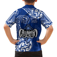 Personalised Hafa Adai Guam History and Chamorro Heritage Day Family Matching Long Sleeve Bodycon Dress and Hawaiian Shirt Blue Latte Stone LT05 - Polynesian Pride