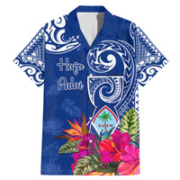 Personalised Hafa Adai Guam History and Chamorro Heritage Day Family Matching Mermaid Dress and Hawaiian Shirt Blue Latte Stone LT05 Dad's Shirt - Short Sleeve Blue - Polynesian Pride