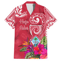 Personalised Hafa Adai Guam History and Chamorro Heritage Day Family Matching Tank Maxi Dress and Hawaiian Shirt Red Latte Stone LT05 Dad's Shirt - Short Sleeve Red - Polynesian Pride