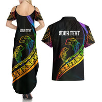 Personalised LGBT History Month Couples Matching Summer Maxi Dress and Hawaiian Shirt Proud And Happy Polynesian Dolphin LT05 - Polynesian Pride