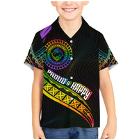 Personalised LGBT History Month Family Matching Mermaid Dress and Hawaiian Shirt Proud And Happy Polynesian Dolphin LT05 Son's Shirt Black - Polynesian Pride
