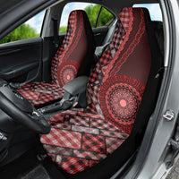 New Zealand Aotearoa Car Seat Cover Maori Harakeke Weaving Pattern Red LT05 - Polynesian Pride