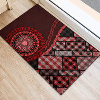 New Zealand Aotearoa Rubber Doormat Maori Harakeke Weaving Pattern Red LT05 - Polynesian Pride
