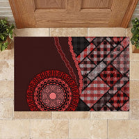 New Zealand Aotearoa Rubber Doormat Maori Harakeke Weaving Pattern Red LT05 - Polynesian Pride