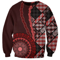 New Zealand Aotearoa Sweatshirt Maori Harakeke Weaving Pattern Red LT05 Unisex Red - Polynesian Pride