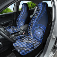 New Zealand Aotearoa Car Seat Cover Maori Harakeke Weaving Pattern Blue LT05 - Polynesian Pride