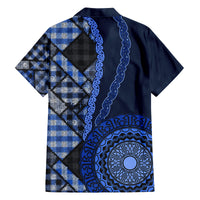 New Zealand Aotearoa Family Matching Tank Maxi Dress and Hawaiian Shirt Maori Harakeke Weaving Pattern Blue LT05 - Polynesian Pride